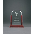 8" Jade Clip Corner Glass Award w/Rosewood Piano Finish Base